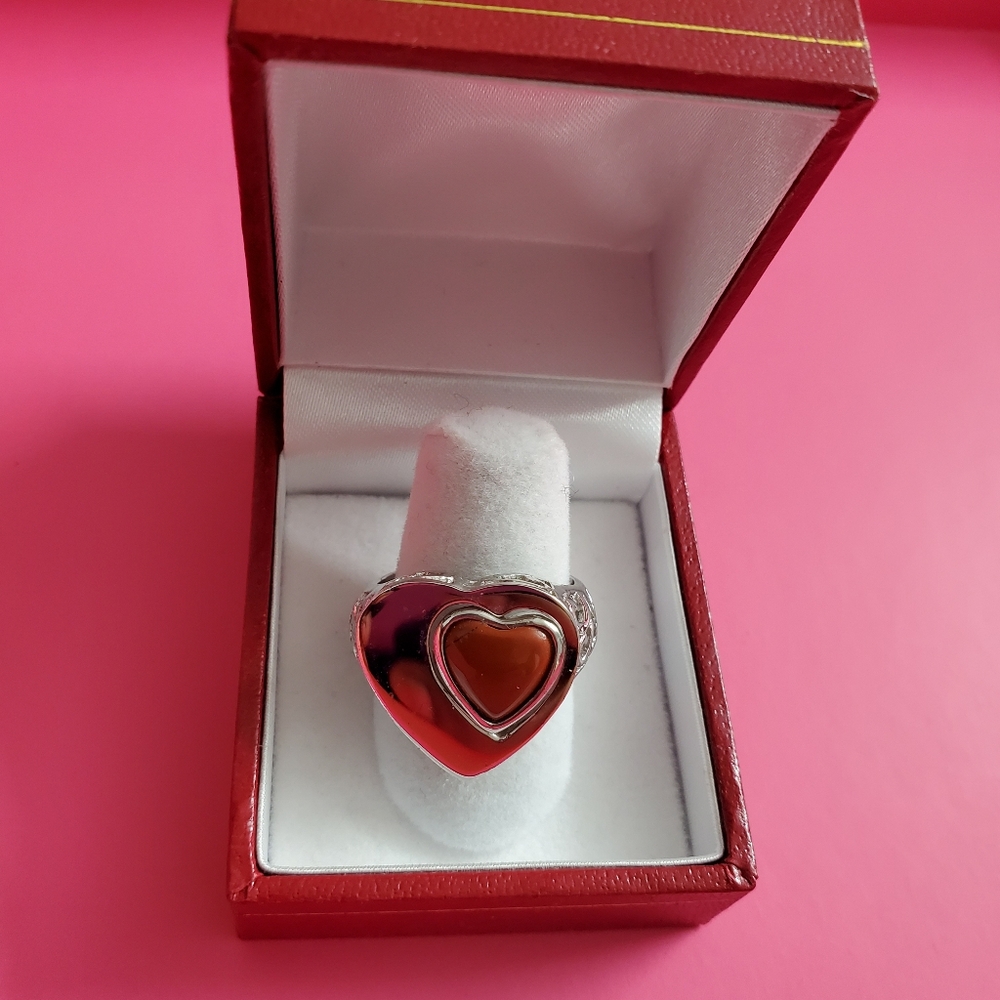 Sterling Silver 925 Heart Gemstone Ring - Picture 3 of 9